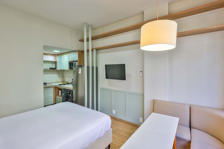 Flat com ar-condicionado a 5 minutos da praia